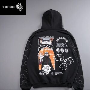 Darc Sport X Naruto (1/500) KNOW PAIN “Pierce” HOODIE IN BLACK SIZE SMALL